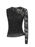 Self-Portrait Women One Shoulder Floral Lace Top
