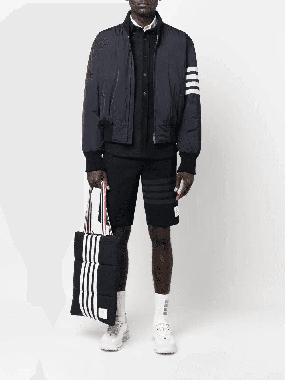 Thom Browne Men Bomber Jacket With 4-Stripe Detail
