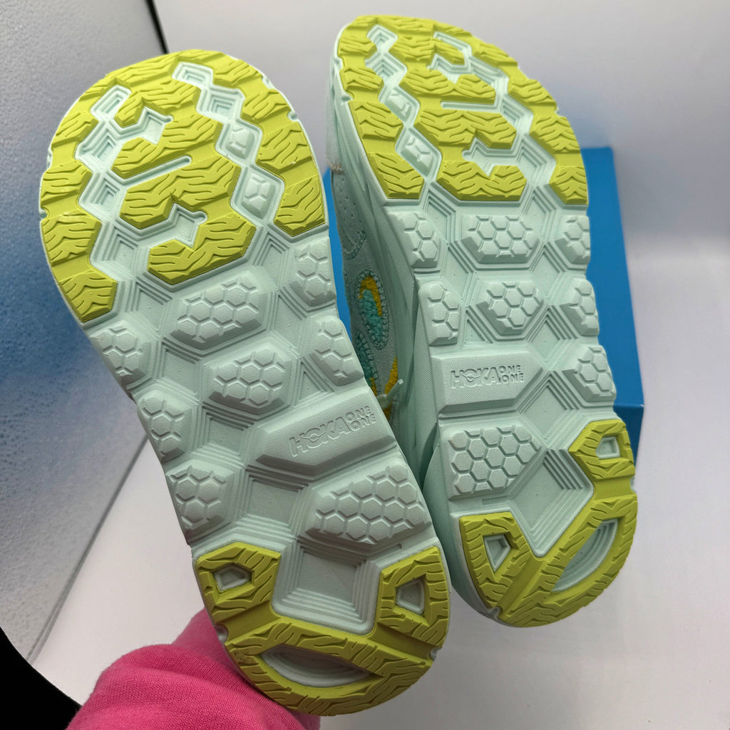 Hoka Clifton L Embroidery UNISEX Shoes Leather blue glass yellow aqua