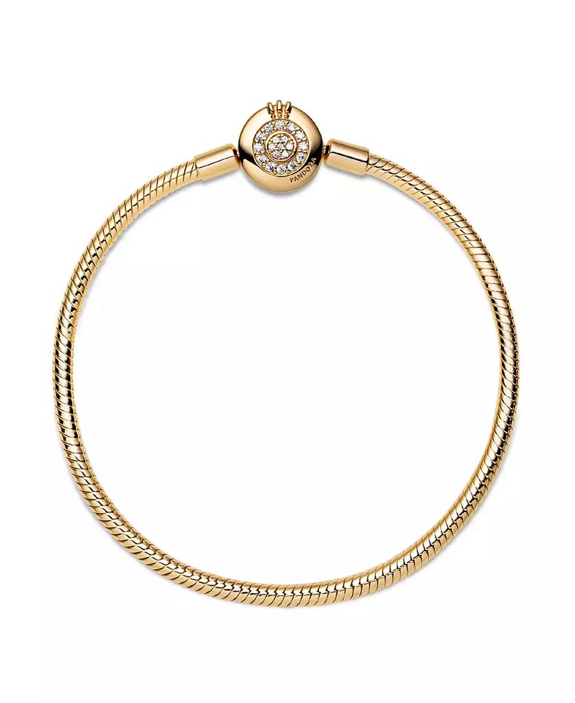 Moments Cubic Zirconia 14K Gold-Plated Sparkling Crown O Snake Chain Bracelet