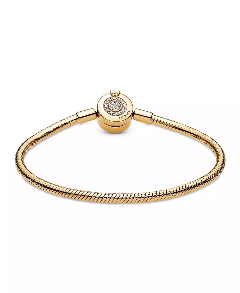 Moments Cubic Zirconia 14K Gold-Plated Sparkling Crown O Snake Chain Bracelet
