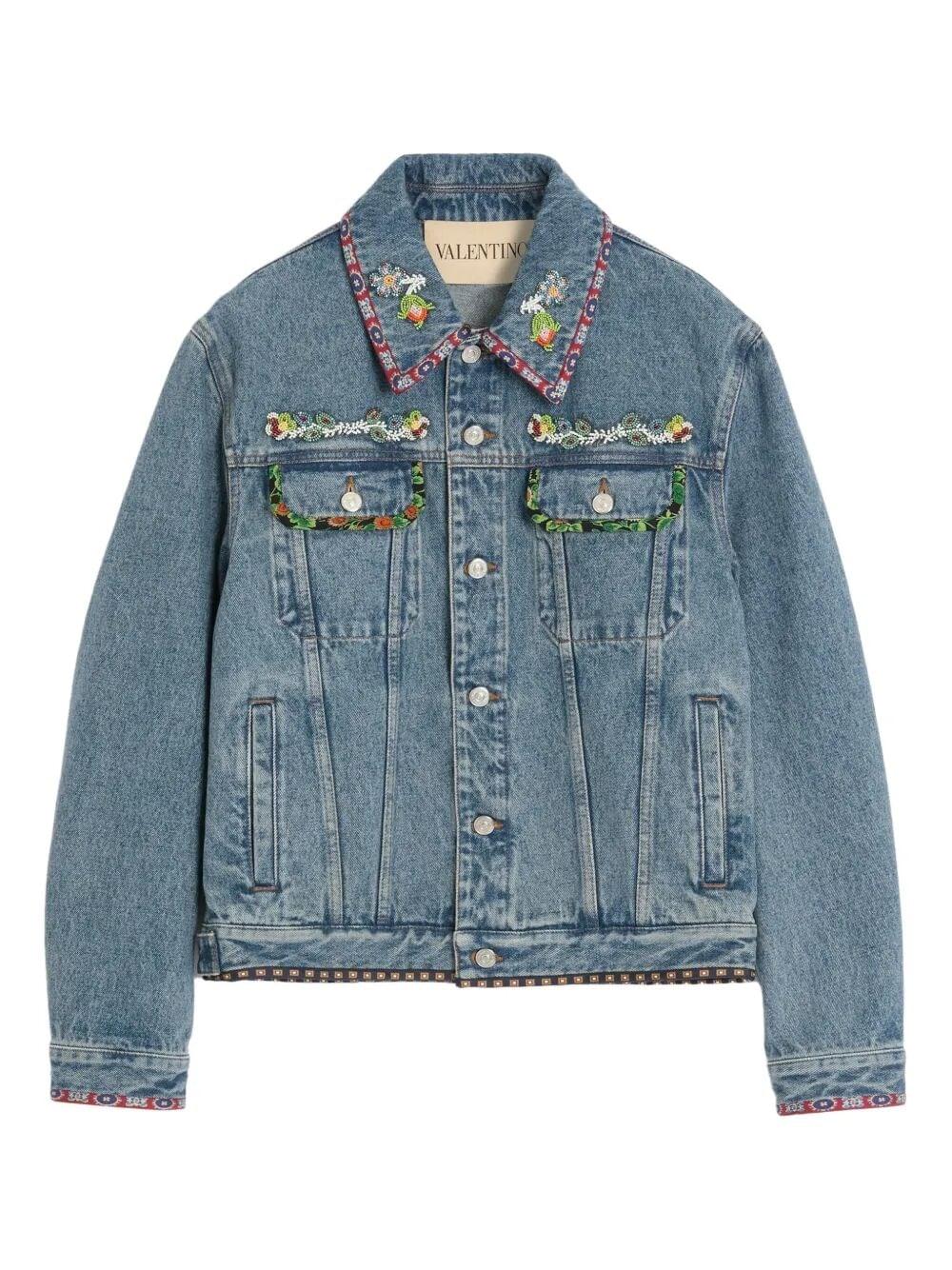 Valentino Garavani Men Embroidered Denim Jacket