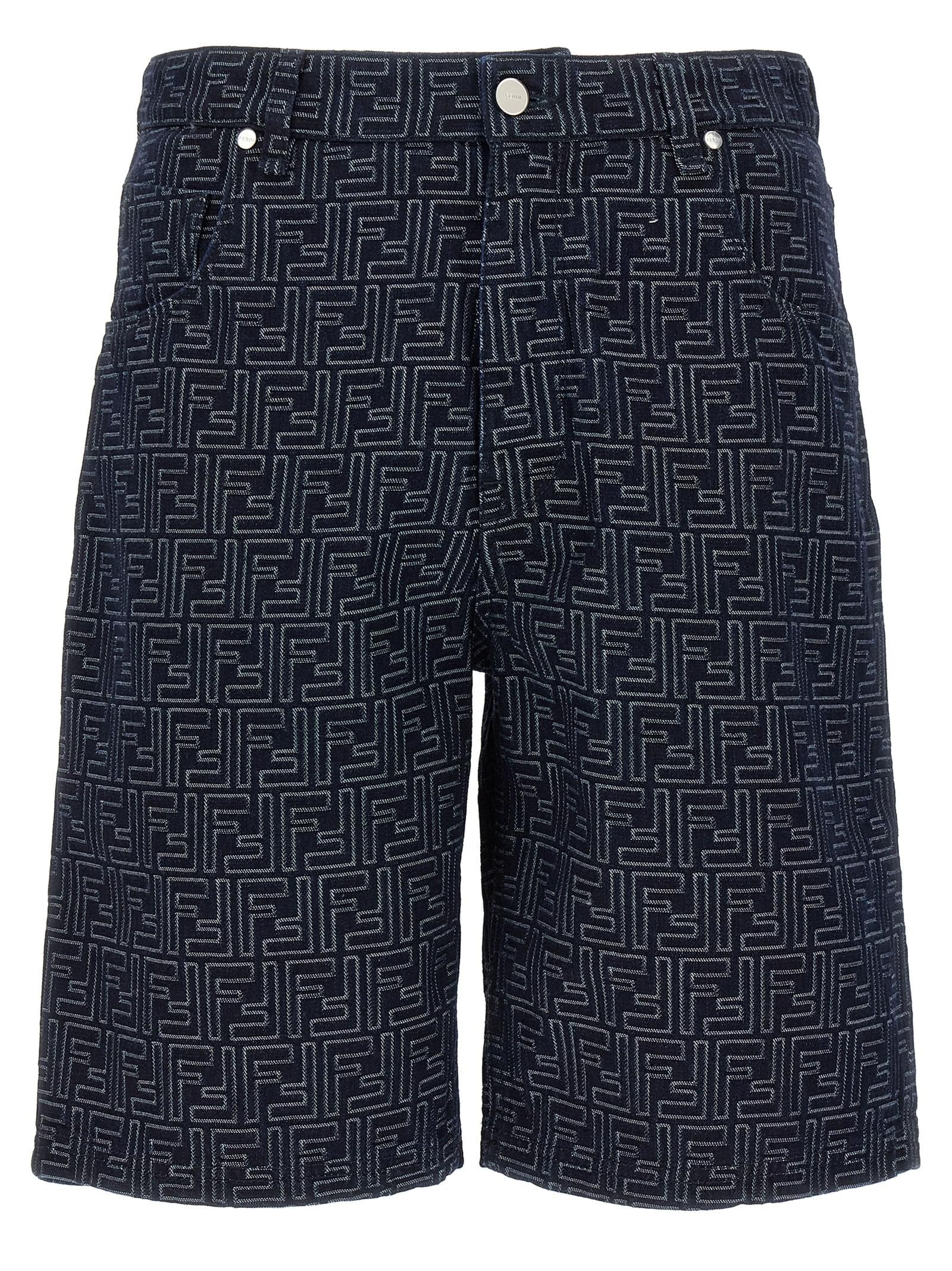 Fendi Men Bermuda Jeans Jacquard Ff
