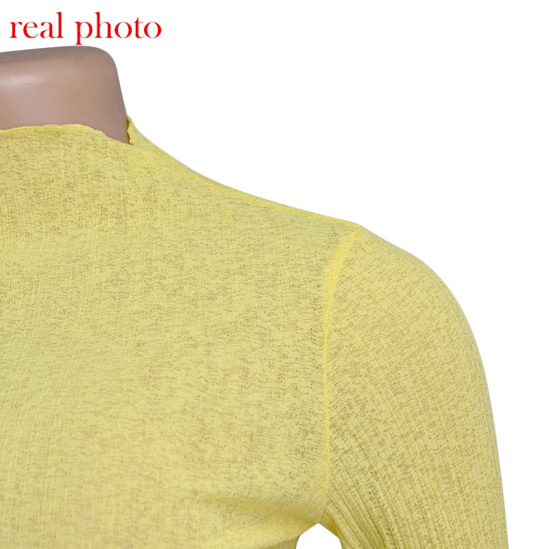 Women’s Sheer Mock Neck Long-Sleeve Top