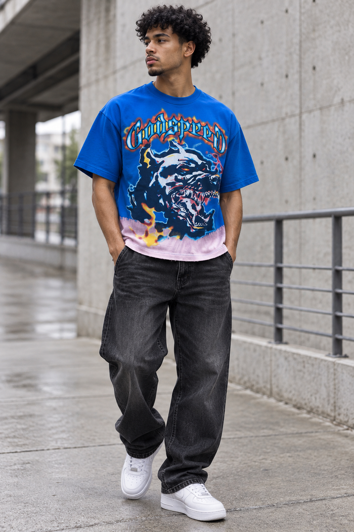 GODSPEED TShirt Dog Flame Graphic