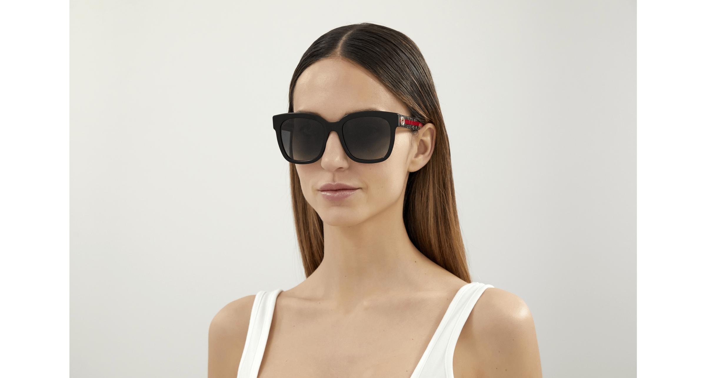 Gucci GG0034SN-002 54 mm Women’s Sunglasses – Black Acetate Frame with Grey Gradient Lenses | Authentic Luxury Eyewear