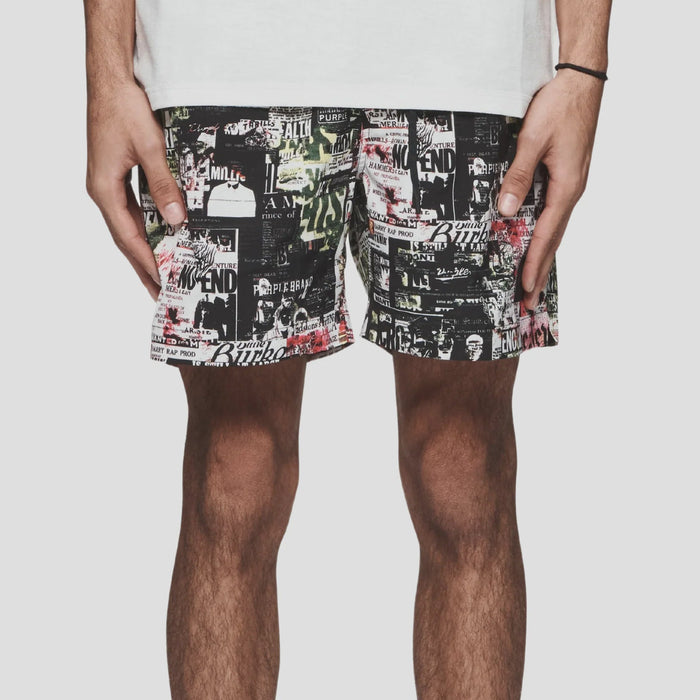 PURPLE Shorts All Over Graphic Print