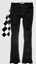 6THNBRHD Jeans Black Distressed Flare