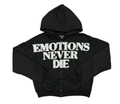 MIXED EMOTIONS Hoodie Emotions Never Die Typography ZipUp