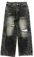 MIXED EMOTIONS Jeans Rhinestone Distressed Washed