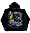 REVEER Hoodie Graphic Print Studded Punk