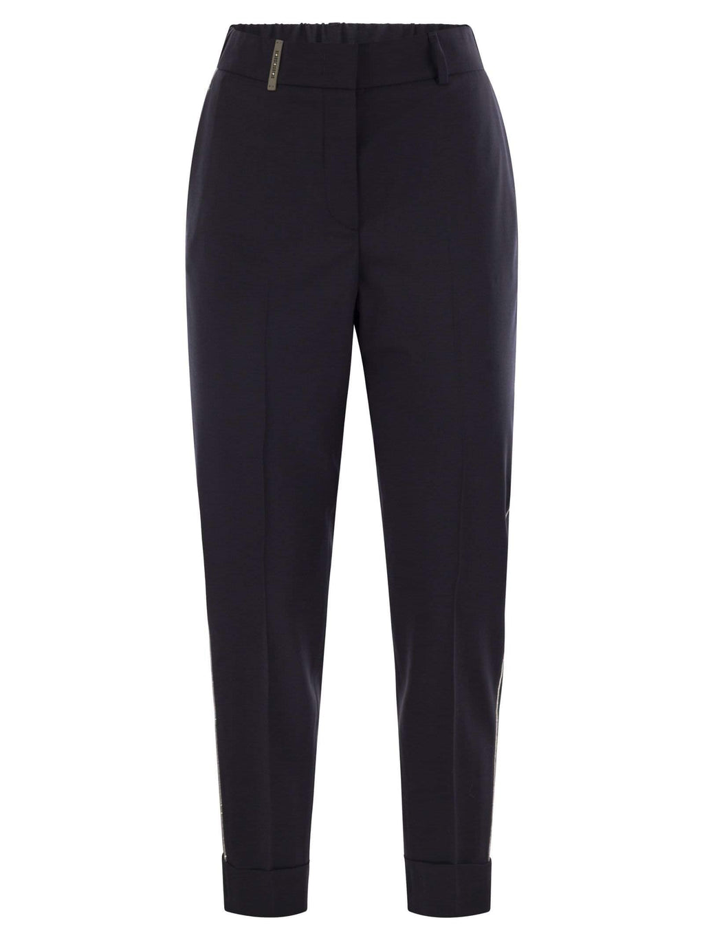 Peserico Women Virgin Wool Blend Trousers With Jewellery
