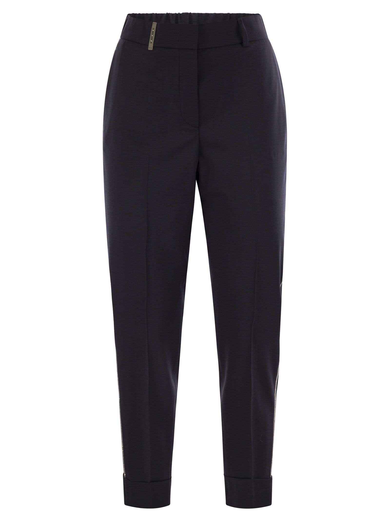 Peserico Women Virgin Wool Blend Trousers With Jewellery