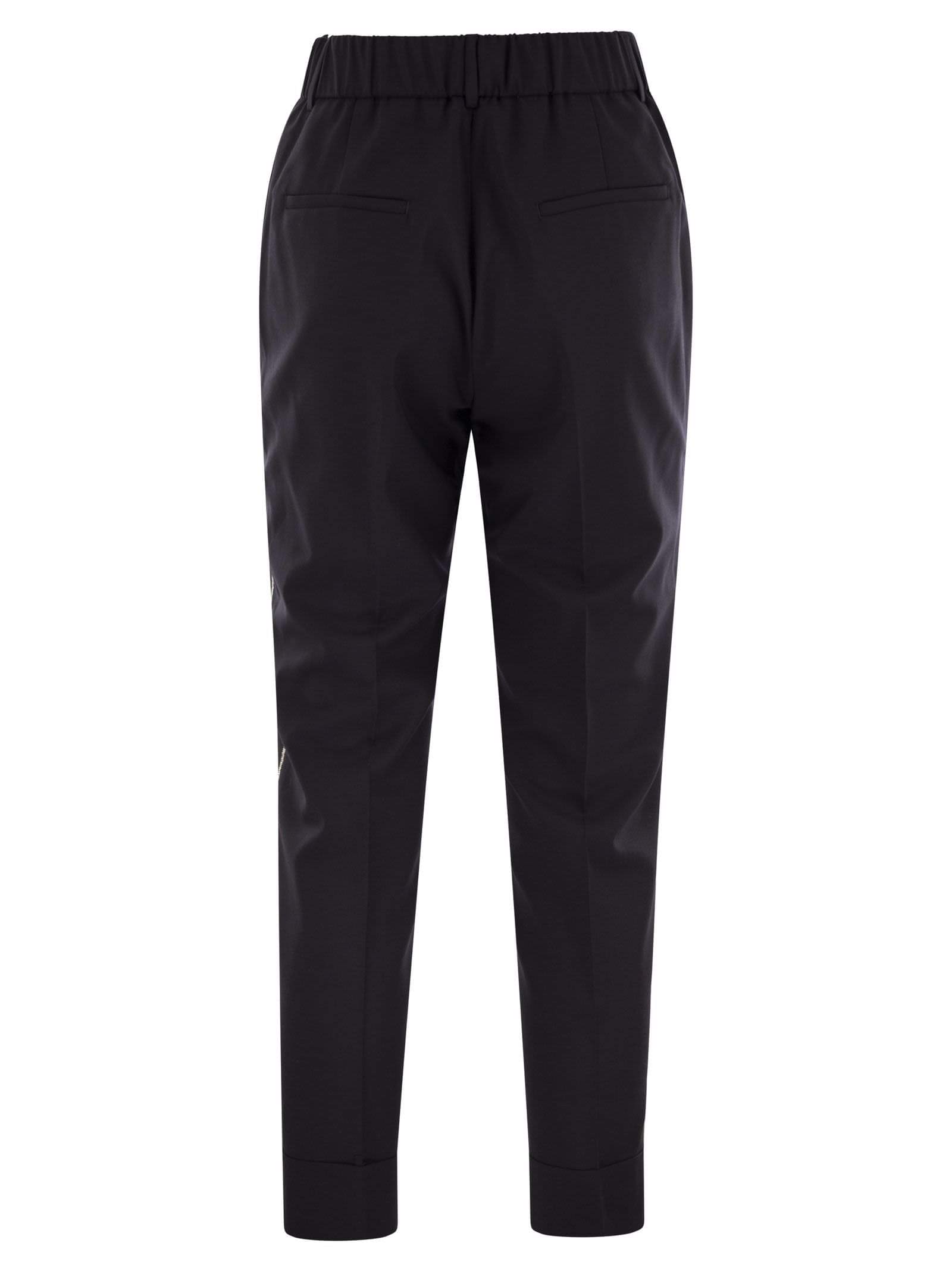 Peserico Women Virgin Wool Blend Trousers With Jewellery