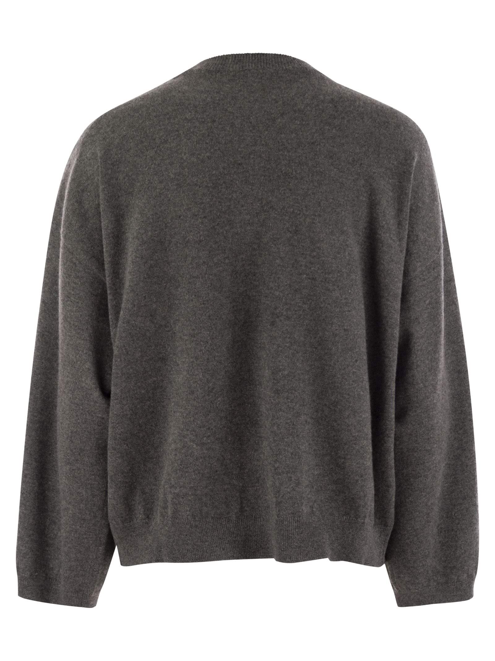 Brunello Cucinelli Women Cashmere Sweater With Breast Pocket And Necklace