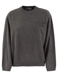 Brunello Cucinelli Women Cashmere Sweater With Breast Pocket And Necklace