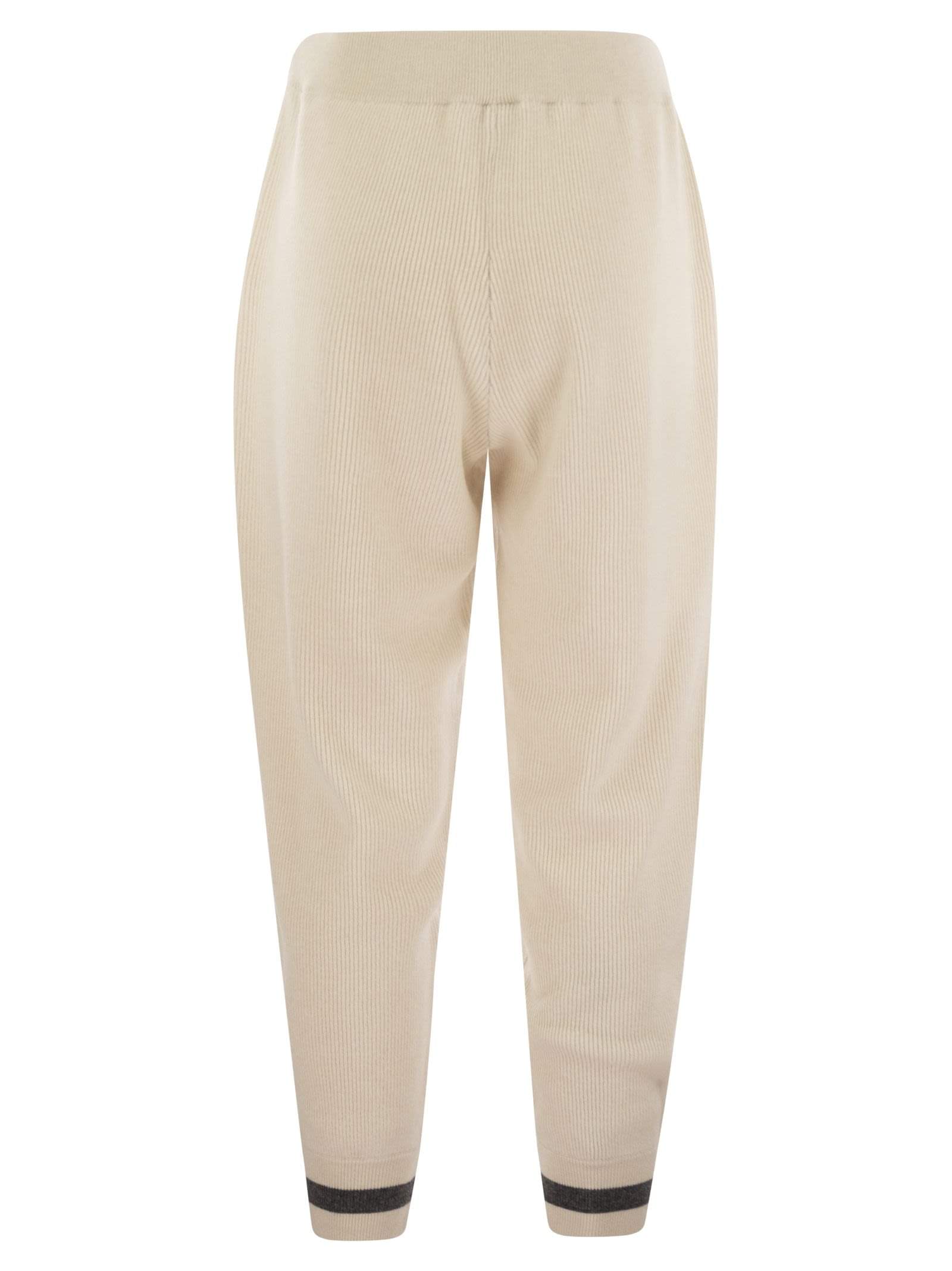 Brunello Cucinelli Women English Rib Cashmere Knit Trousers
