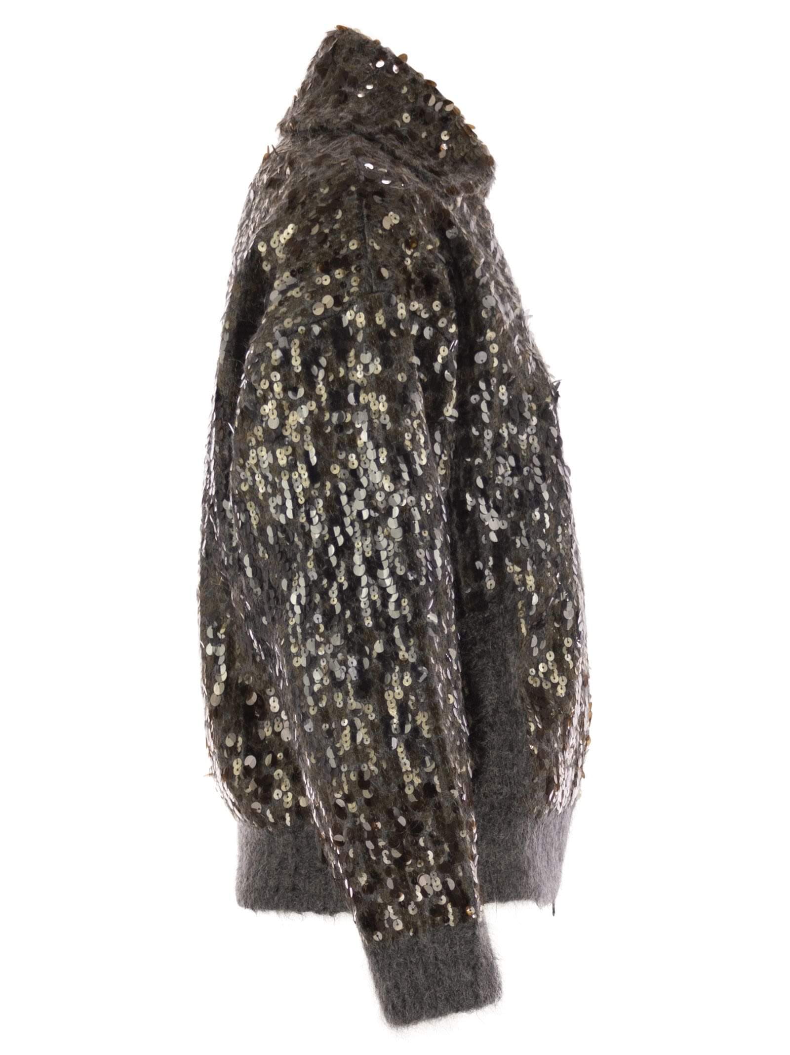 Brunello Cucinelli Women Dazzling Dégradé Embroidery Mohair And Wool Cardigan