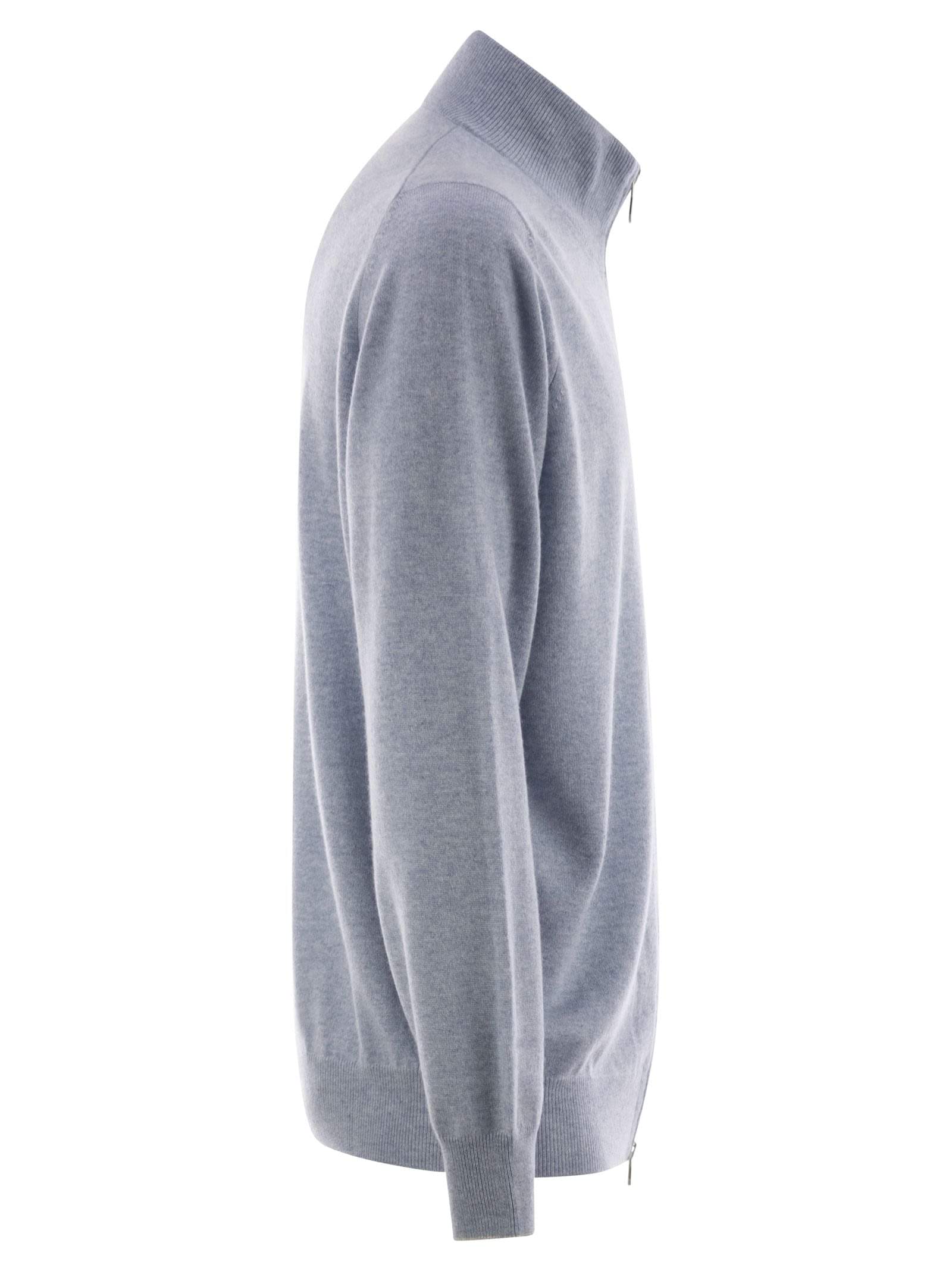 Brunello Cucinelli Men High-Necked Cashmere Cardigan With Zip