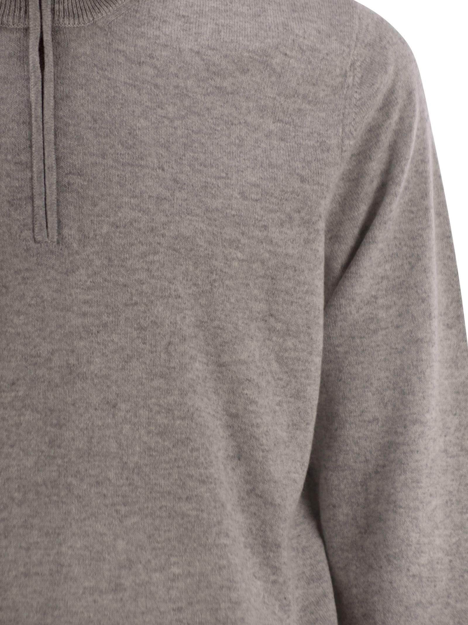 Brunello Cucinelli Men High-Necked Cashmere Sweater With Zip Opening