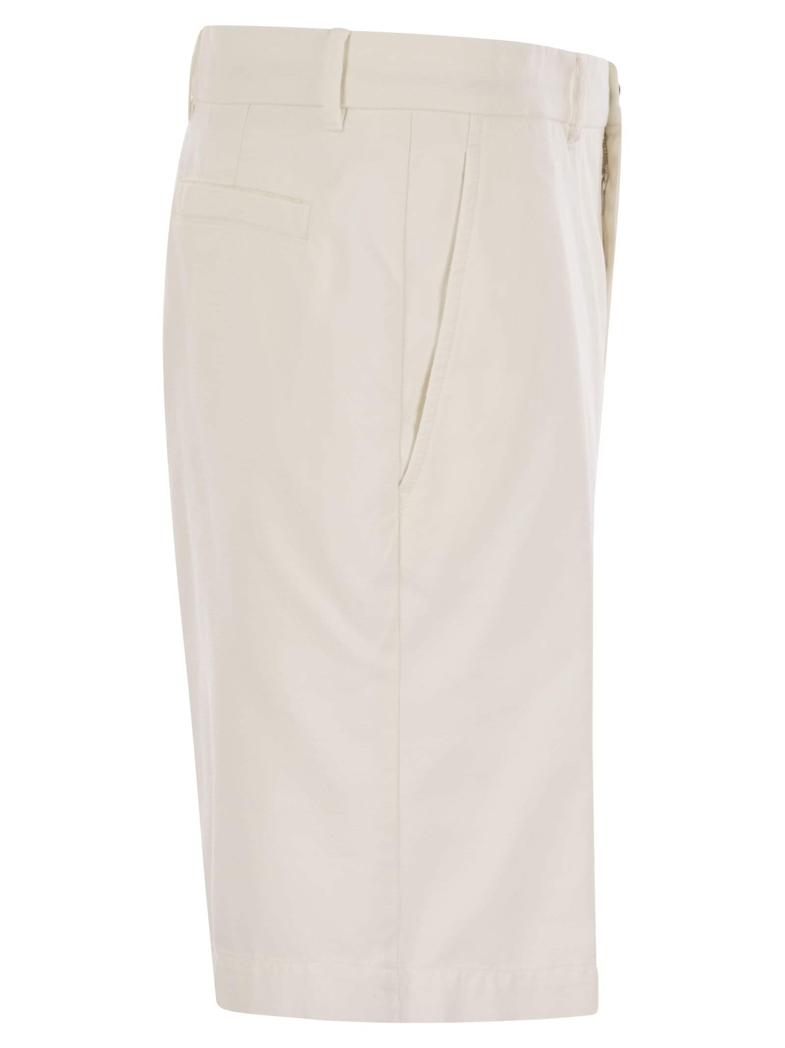 Brunello Cucinelli Men Cotton Gabardine Bermuda Shorts