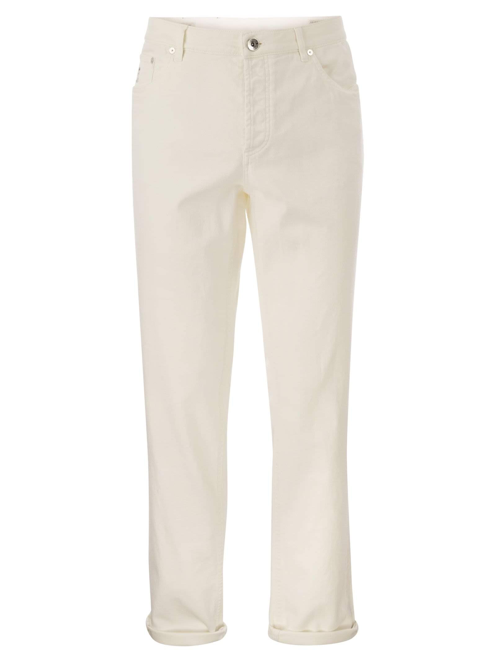 Brunello Cucinelli Men Five-Pocket Traditional Fit Trousers In Light Comfort-Dyed Denim
