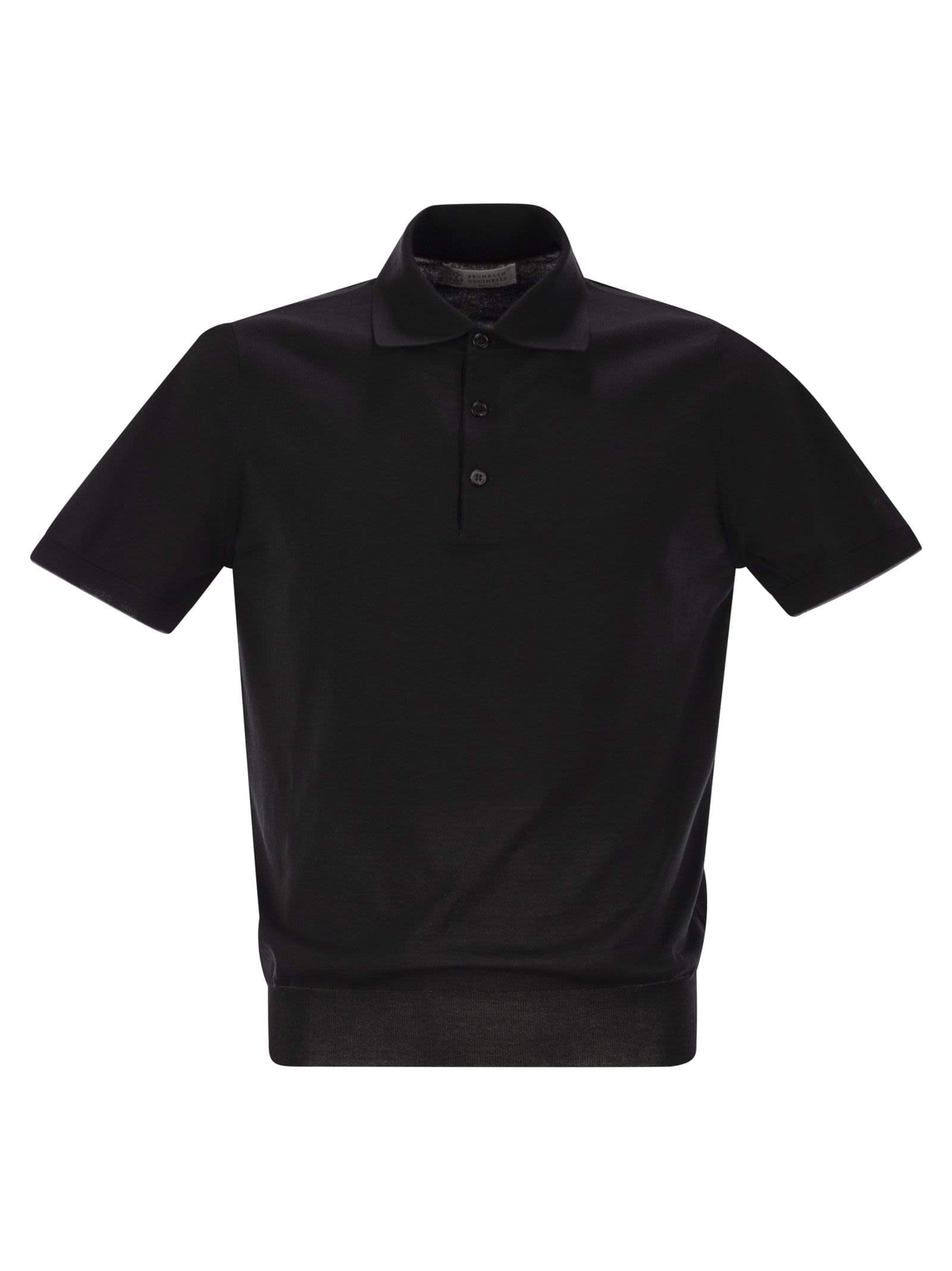 Brunello Cucinelli Men Lightweight Cotton Knit Polo Shirt