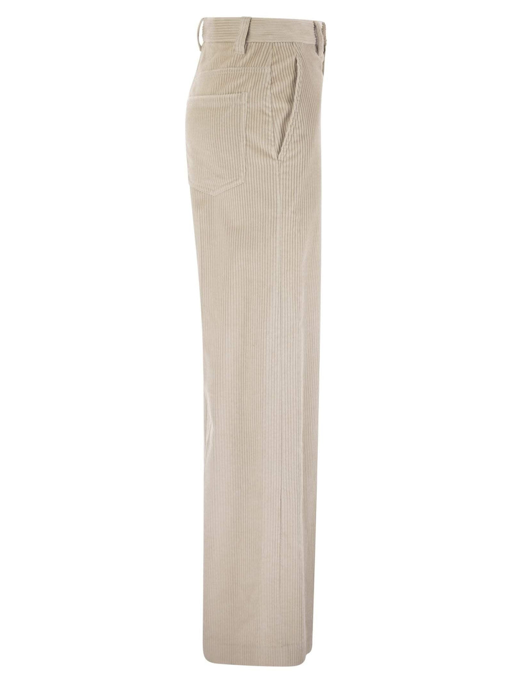 Brunello Cucinelli Women Fluid Corduroy Sartorial Track Trousers With Jewellery