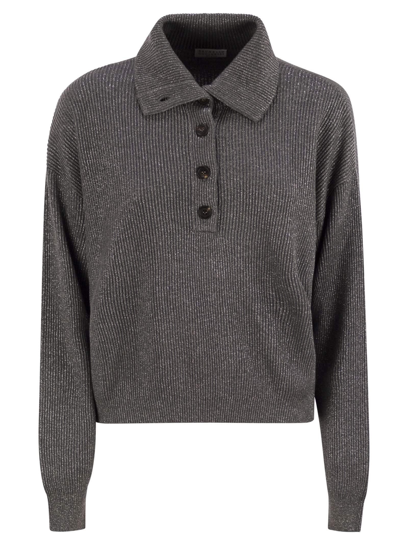 Brunello Cucinelli Women Cotton And Viscose Rib Knit High Collar