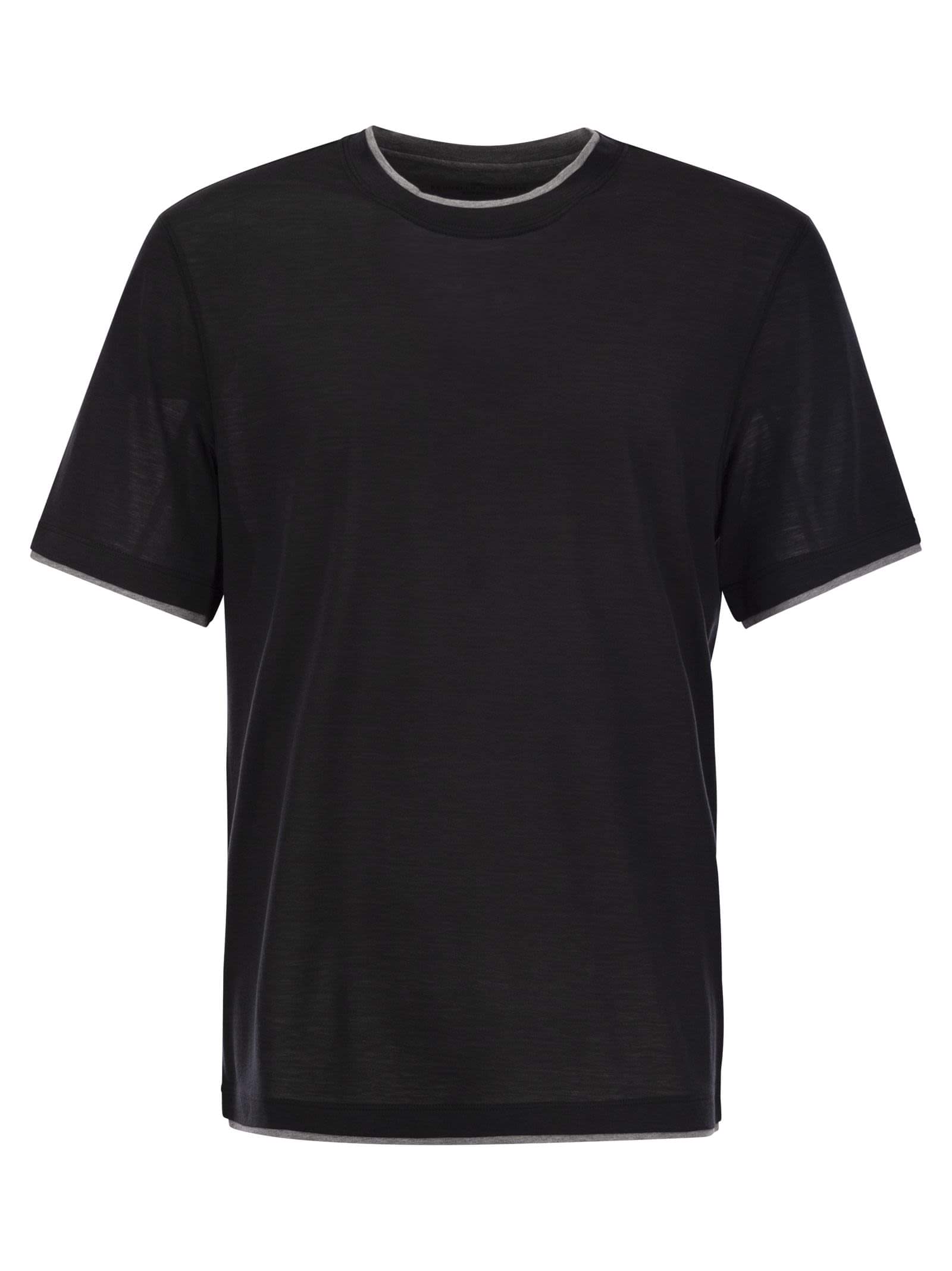Brunello Cucinelli Men Silk And Cotton T-Shirt