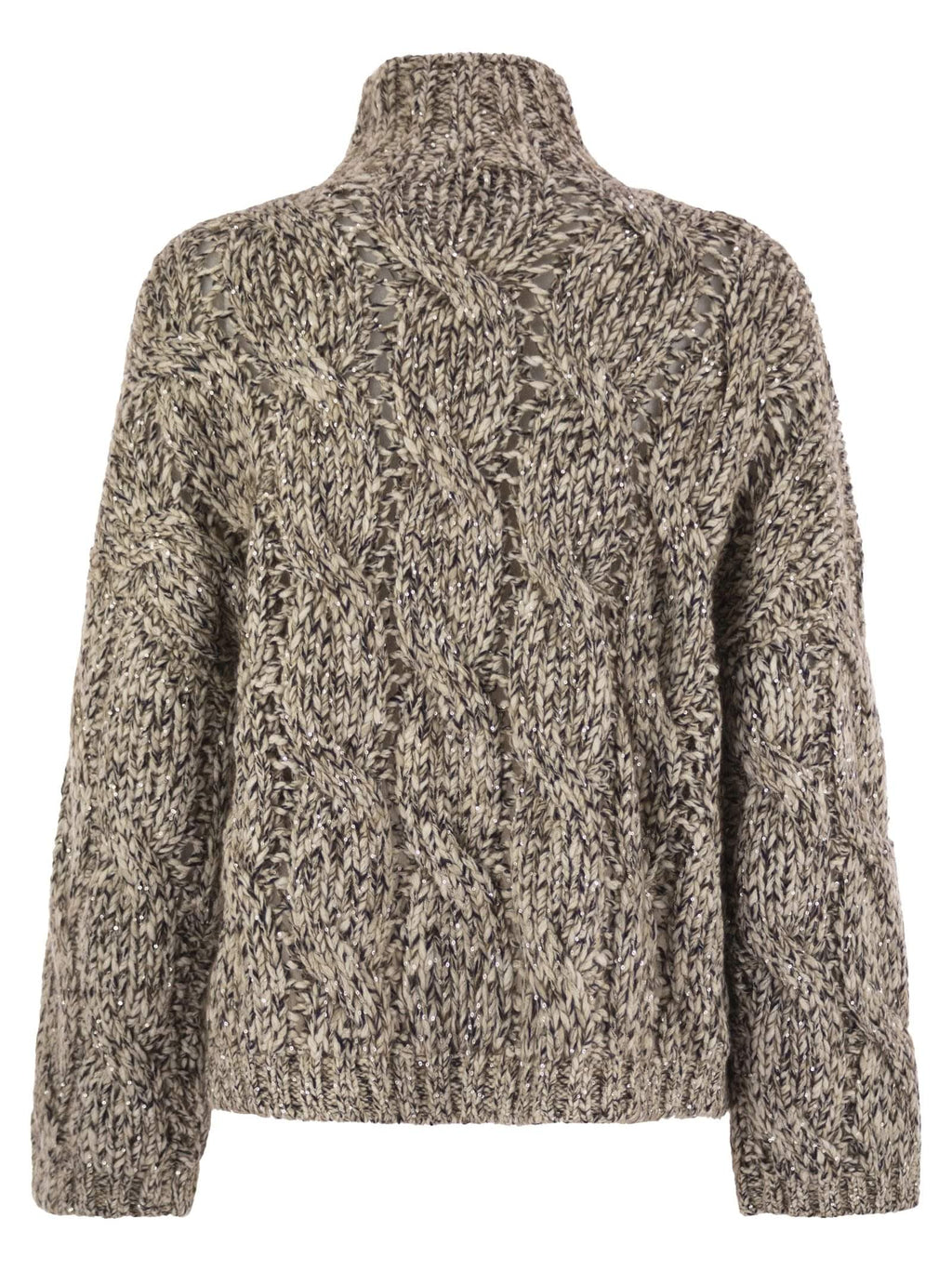Brunello Cucinelli Women Soft Wool, Cashmere And Mohair Turtleneck Sweater With Braided Design