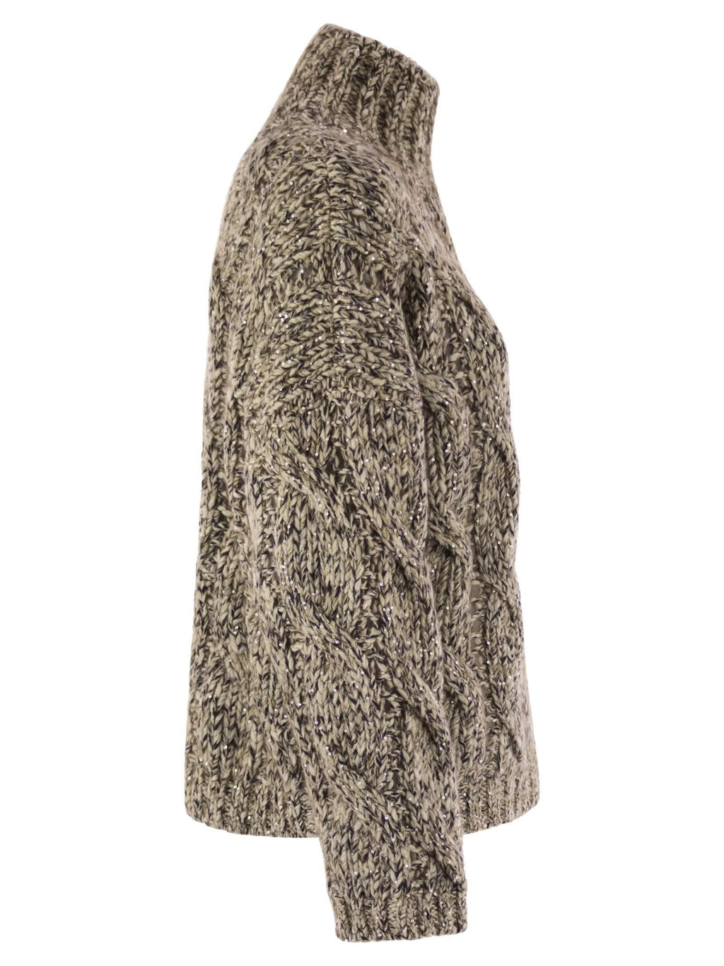 Brunello Cucinelli Women Soft Wool, Cashmere And Mohair Turtleneck Sweater With Braided Design