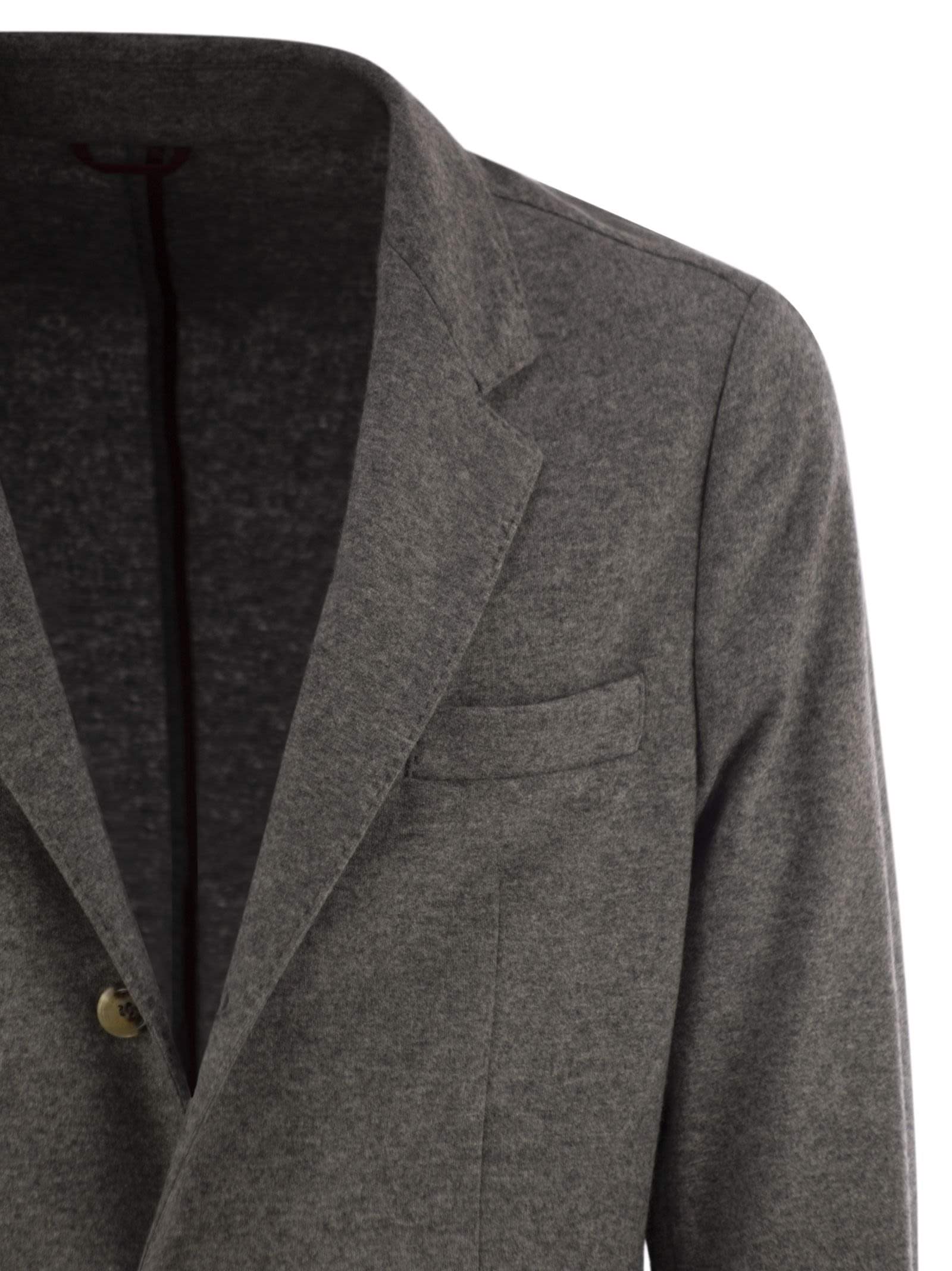 Brunello Cucinelli Men Cashmere Jersey Blazer With Patch Pockets