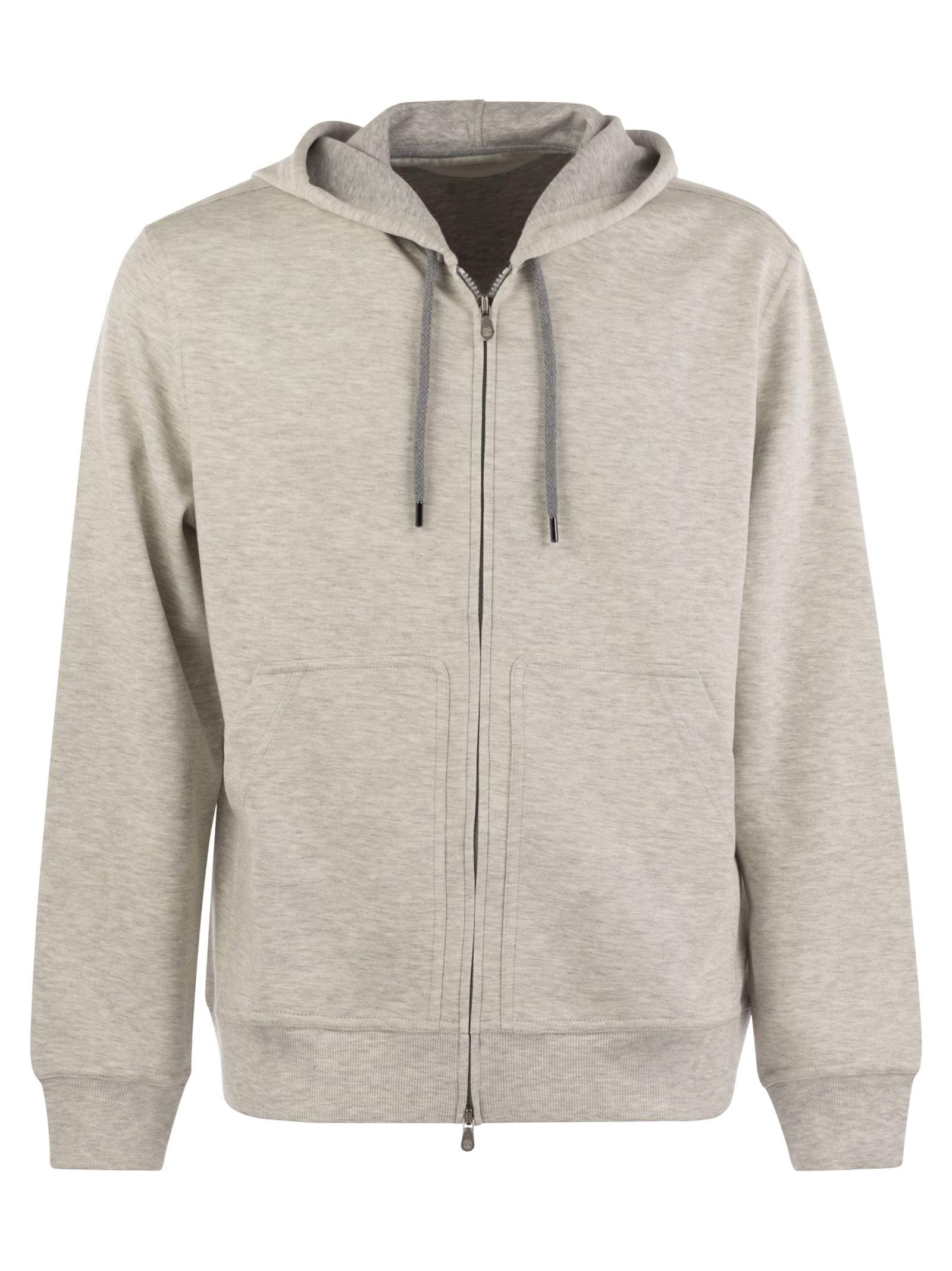 Brunello Cucinelli Men Cotton, Cashmere And Silk Fleece Zipped Topwear