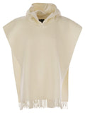 Brunello Cucinelli Women Double Knit Wool And Cashmere Poncho With Hood And Fringes