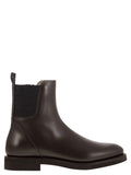 Brunello Cucinelli Women Chelsea Boot In Matt Calfskin With Shiny Detail