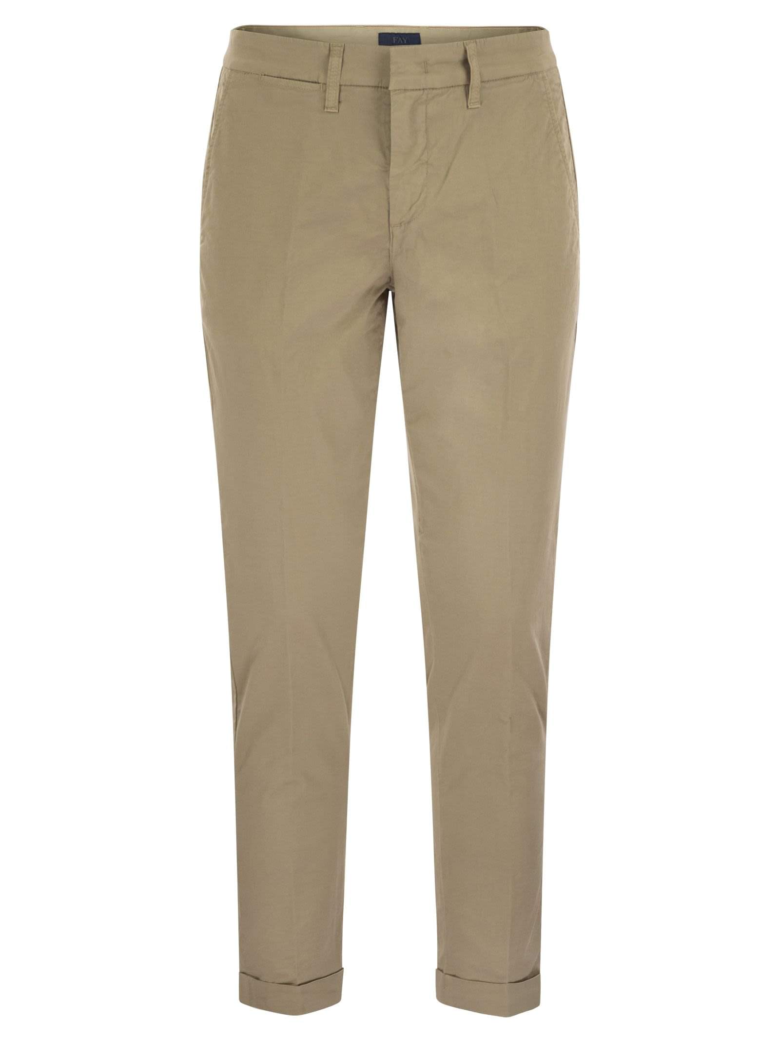 Fay Men Stretch Gabardine Slim Trousers
