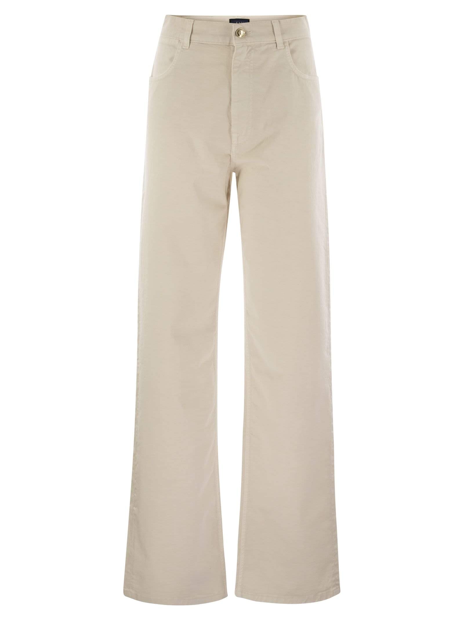 Fay Women 5-Pocket Trousers In Stretch Cotton Drill