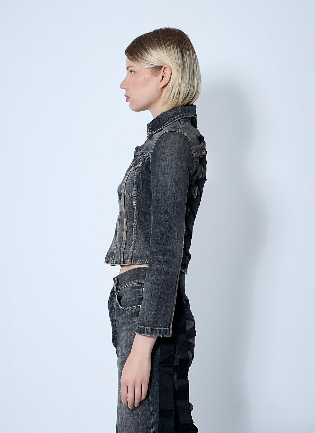 Balenciaga Women Lace-Up Denim Jacket