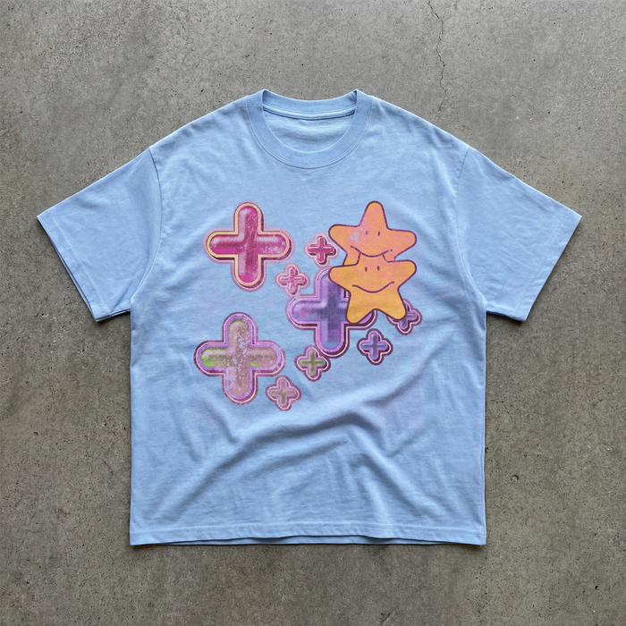 Blue Y2K Star Tee