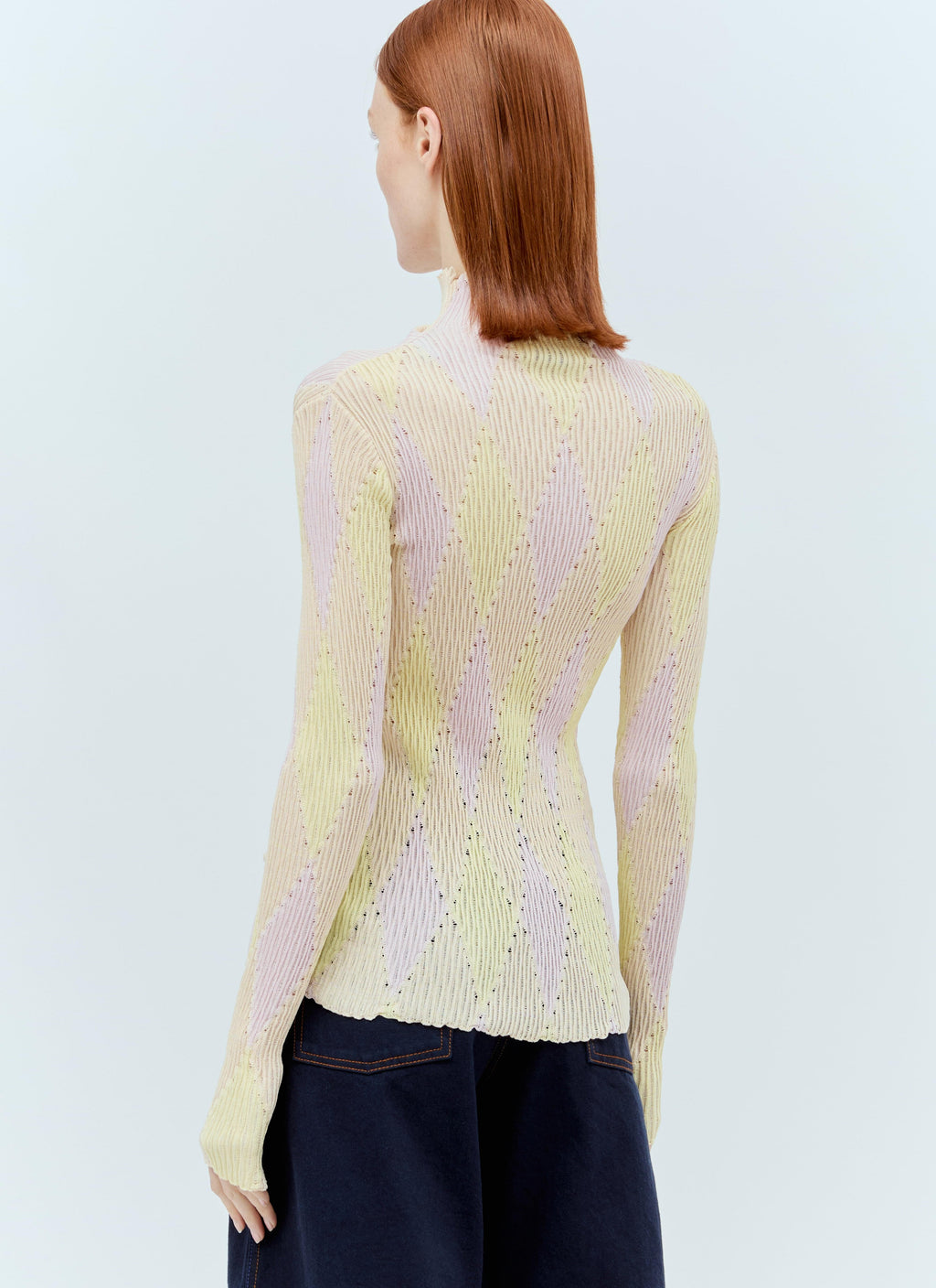 Burberry Women Argyle High-Neck Sweater