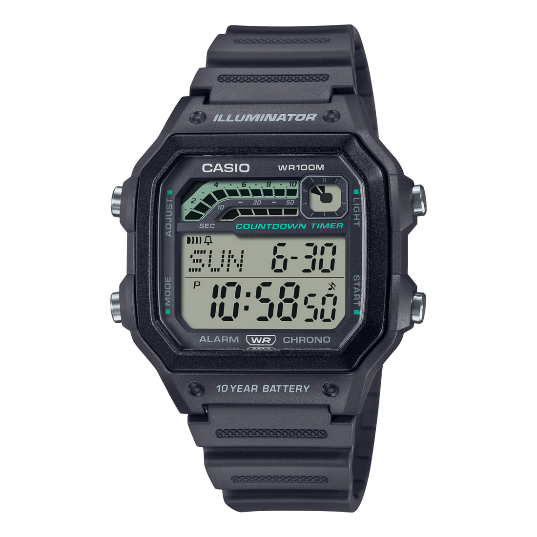 Casio WS-1600H-8AV gray digital sport watch alternate view