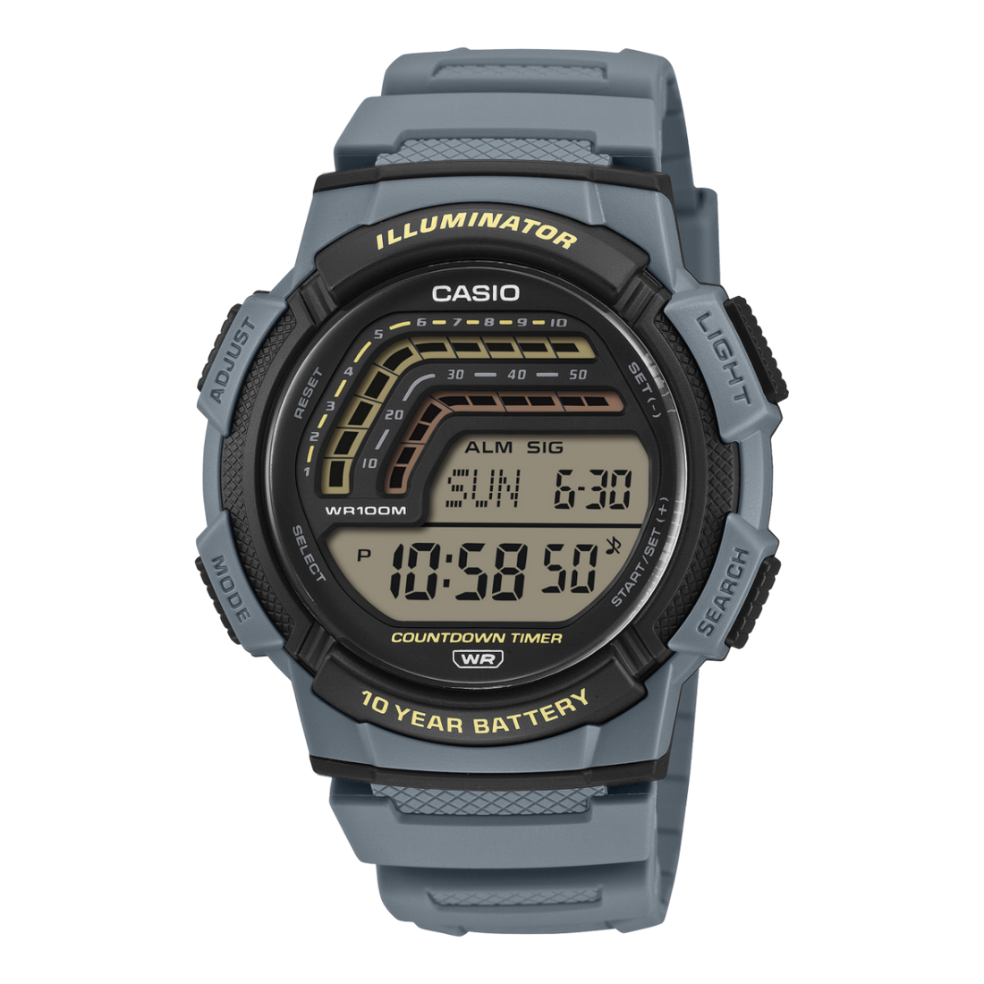 Casio WS-1800-2AV blue digital sport watch alternate view