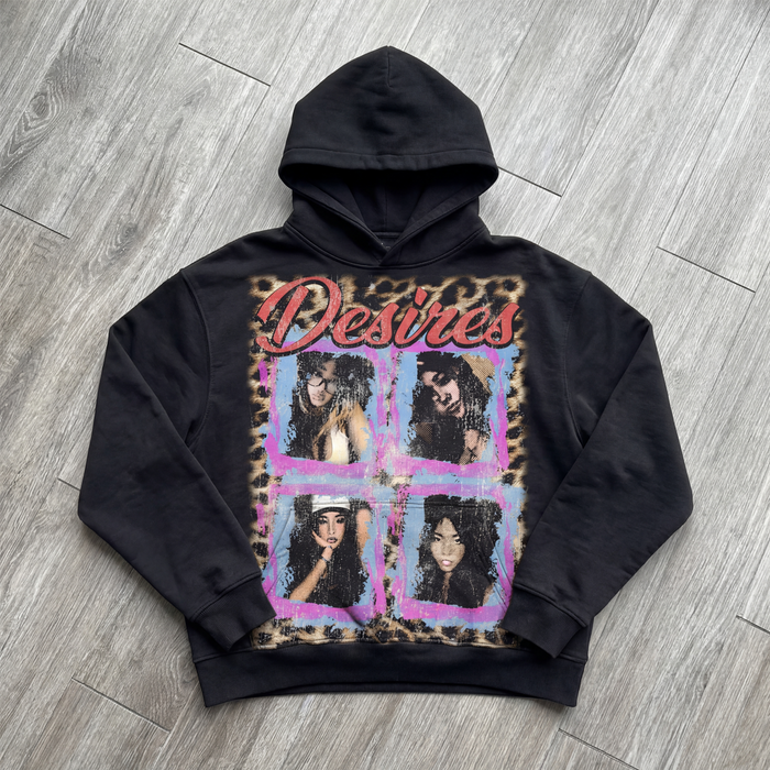 Desires Black Cropped 400GSM Hoodie