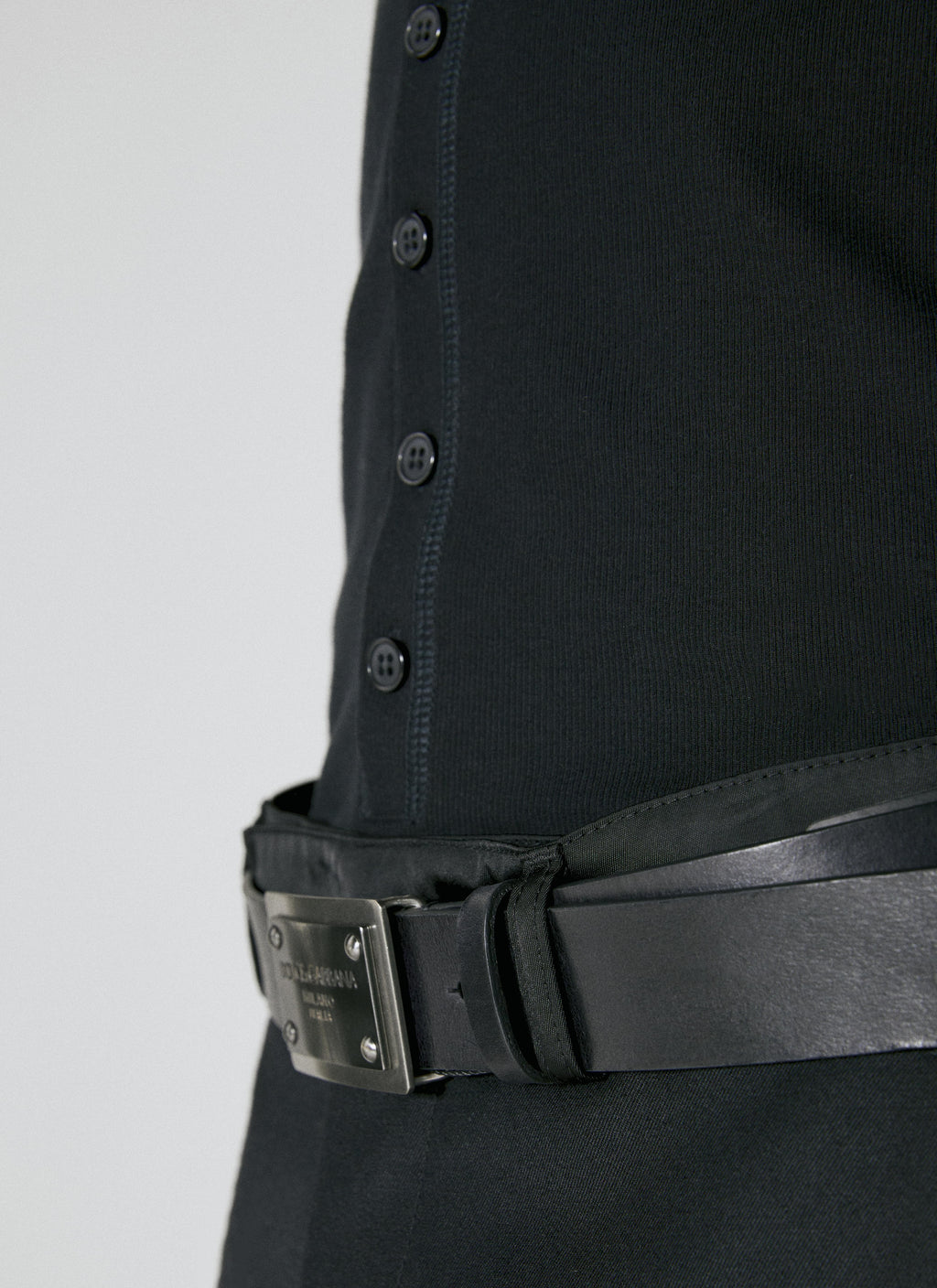 Dolce & Gabbana Men Logo Plaque Leather Belt
