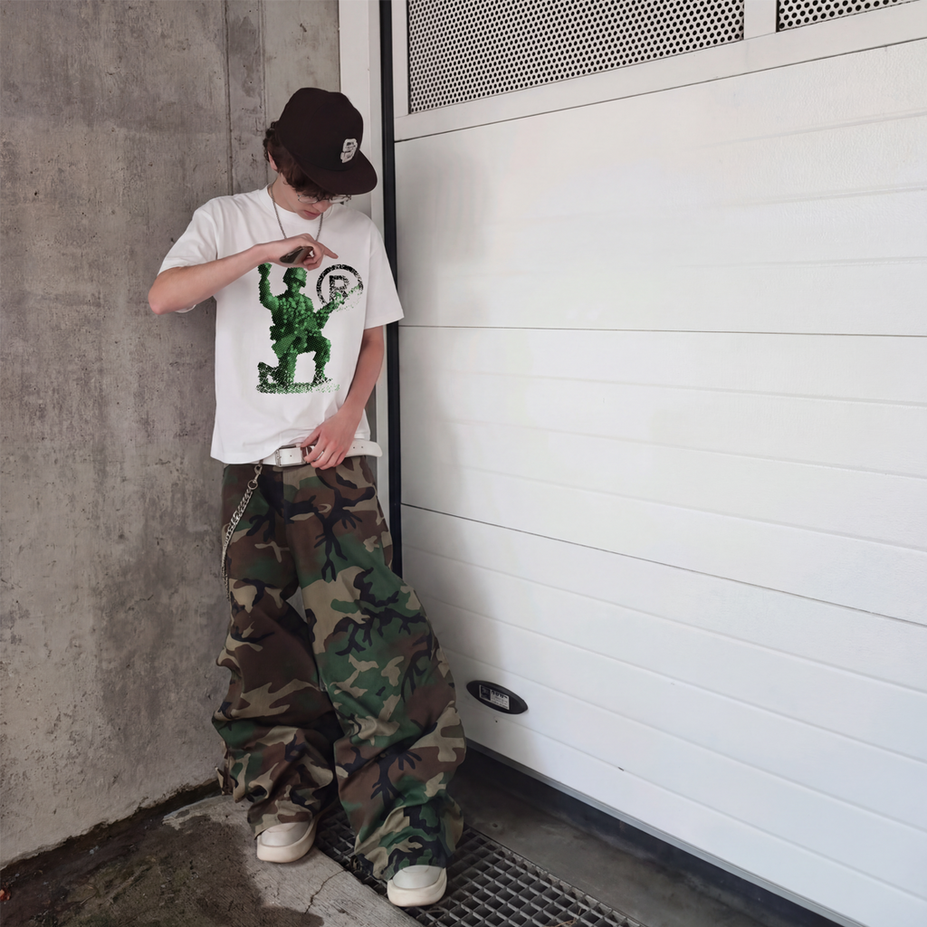 Deployed Streetwear Tee Y2k T-Shirt White Boxy Cropped 250GSM Summer Short Sleeve Crew Neck