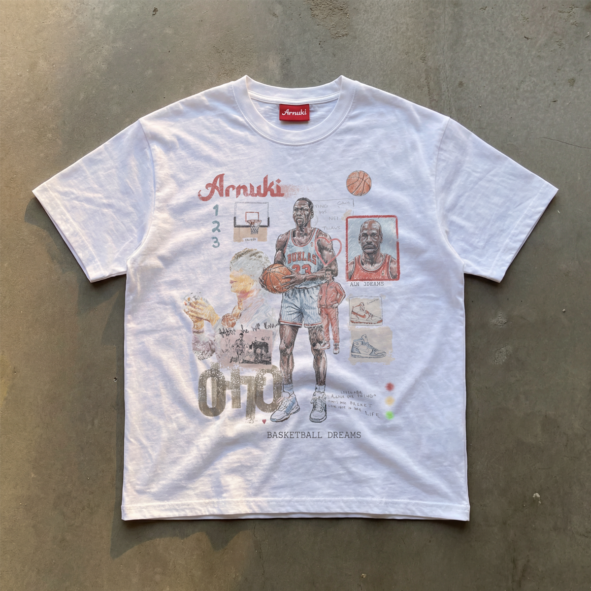Basketball Tee Streetwear Graphic Shirt Cotton 220GSM Y2K Unisex Jordan White