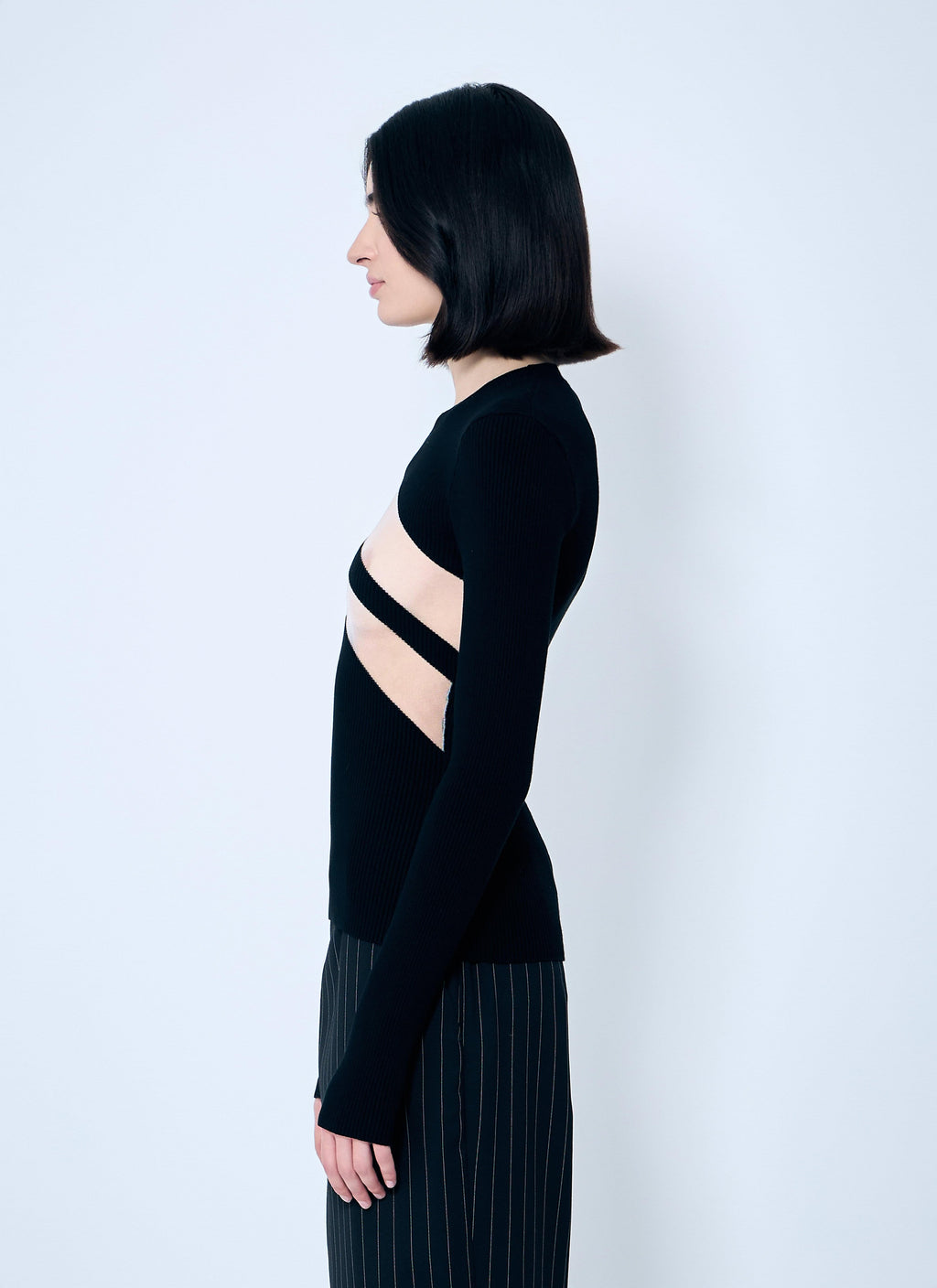 Jean Paul Gaultier Women Rib Sweater With Transparent Panels