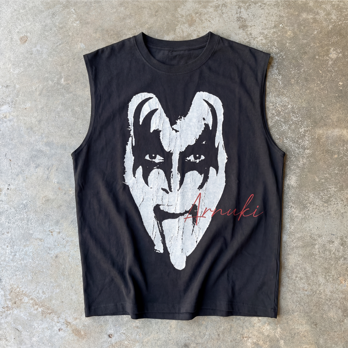 KISS Cropped Boxy Black Tank Top