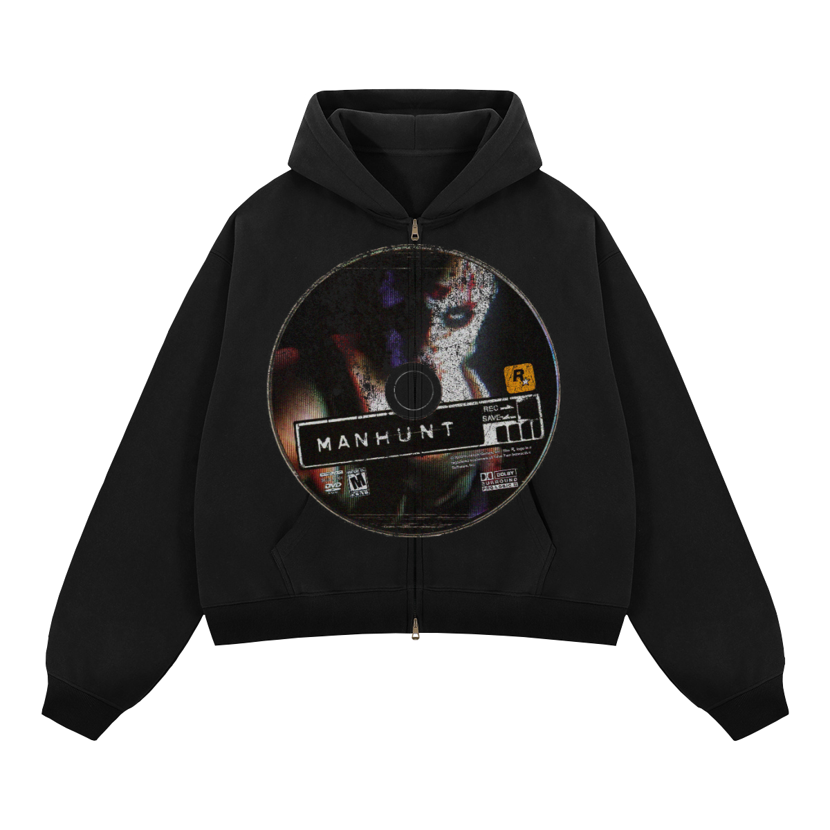 Manhunt Zip Up Cropped Boxy Hoodie Unisex Streetwear 380 GSM Heavyweight Sweatshirt For Cold Weather